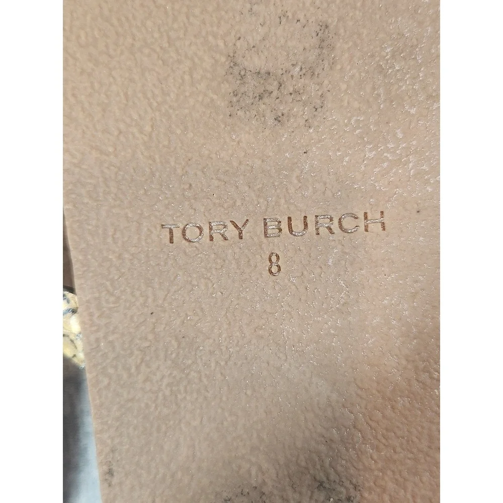 Tory Burch Miller Cloud Snakeskin Leather Thong Sandals Tan Black Womens 8